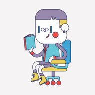 Character illustration design Boy reading cartoon eps N5