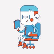 Character illustration design Boy reading cartoon eps N6