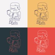 Character illustration design Boy reading cartoon eps N7