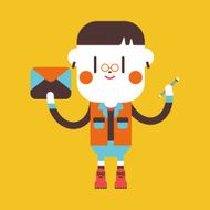 Character illustration design Boy writing letter cartoon eps N2
