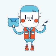 Character illustration design Boy writing letter cartoon eps N6