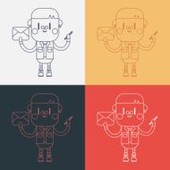 Character illustration design Boy writing letter cartoon eps N7
