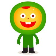 Green costume kid character