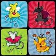 Cute rats set