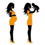 silhouette of a pregnant woman and with child