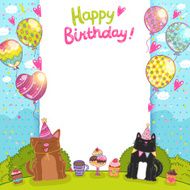 Happy Birthday background with a cat dog