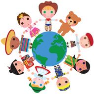 Children of the world on a Globe