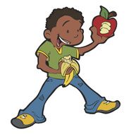 African American Boy Eating Fruit