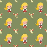 girl and dog pattern