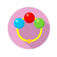 baby rattle flat icon with long shadow