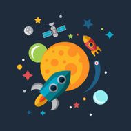 Space Ship Starting Up Mars Sun and Earth N2