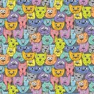 Sketch colorful cat pattern