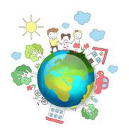 Planet earth Happy family Vector illustration