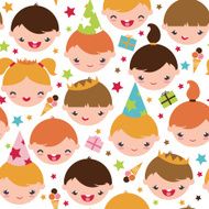 Kids at a birthday party seamless pattern background