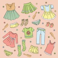 Set of children&#039;s clothes vector design elements