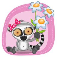 Lemur with flowers
