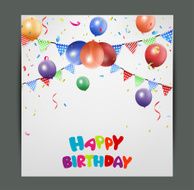 Birthday card design with colorful balloons