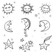 Sun moon and stars vector icons N2