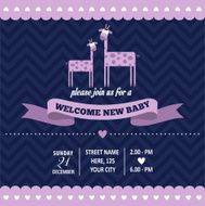 baby shower invitation with giraffe in retro style N2