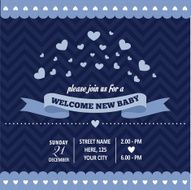 baby shower invitation with hearts in retro style