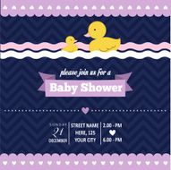 baby shower invitation with duck in retro style