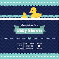 baby shower invitation with duck in retro style N2