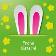 Happy Easter Bunny Ears Green Background
