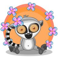 Lemur with flowers N3