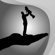 Vector silhouette of a family N29