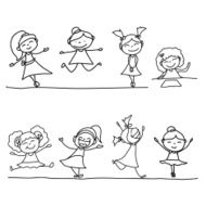 hand drawing cartoon happy kids N5