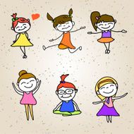 hand drawing cartoon kids playing N2