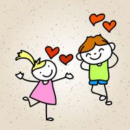 hand drawing cartoon kids playing N3