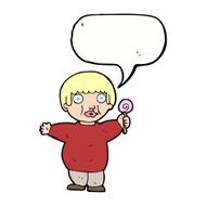 cartoon fat child with speech bubble N9
