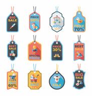 baby tag banner design flat background set eps10 N22