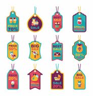 baby tag banner design flat background set eps10 N27