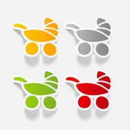 realistic design element baby buggy N10