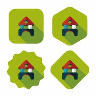 brick house flat icon with long shadow N44