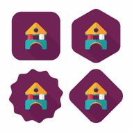 brick house flat icon with long shadow N45