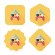 brick house flat icon with long shadow N46