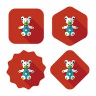 teddy bear flat icon with long shadow N26