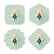 teddy bear flat icon with long shadow N28