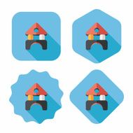 brick house flat icon with long shadow N47