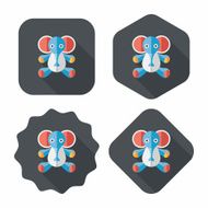 elephant doll flat icon with long shadow eps10