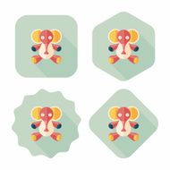 elephant doll flat icon with long shadow eps10 N2