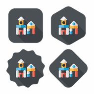 brick house flat icon with long shadow N48