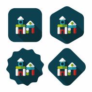 brick house flat icon with long shadow N49