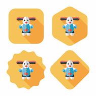 toy dog flat icon with long shadow eps10