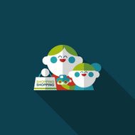Parents and child shopping flat icon with long shadow eps10 N7