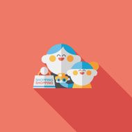 Parents and child shopping flat icon with long shadow eps10 N8