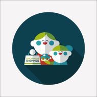 Parents and child shopping flat icon with long shadow eps10 N10